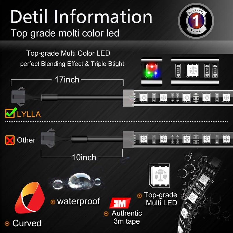 SUNPIE 18PCS Bright Motorcycle LED Underglow Kit w/Brake&Turn Signal, 12V Waterproof Multi-Color RGB LED Strips Motorcycles Lights for Harley Honda Kawasaki Suzuki - Image 5